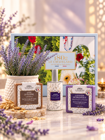 Le Chatelard 1802 Shanti Sleep Ritual – Lavender Pillow Mist & Marseille Soap Diwali Gift Set | Made in France