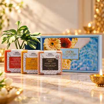Le Chatelard 1802 Shubh Aarambh Luxury Diwali Gift Box – French Marseille Soap Trio | 3 × 100g