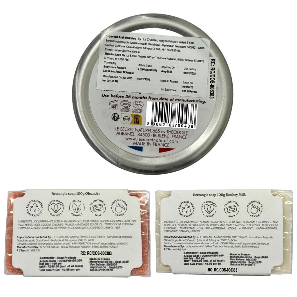 Le Chatelard 1802 French Luxury Skincare Trio | Oleander Soap, Donkey Milk Soap & Organic Donkey Milk Shea Butter Balm / Made In France