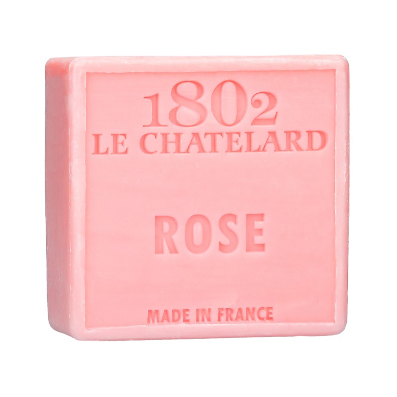 Le Chatelard 1802 soap packaging with 'Rose' branding on a white background